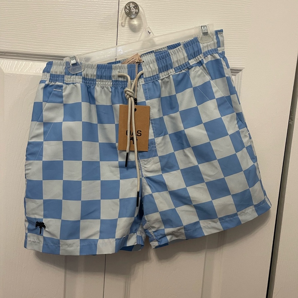 Men’s OAS Blue Chess Swim Short Size S